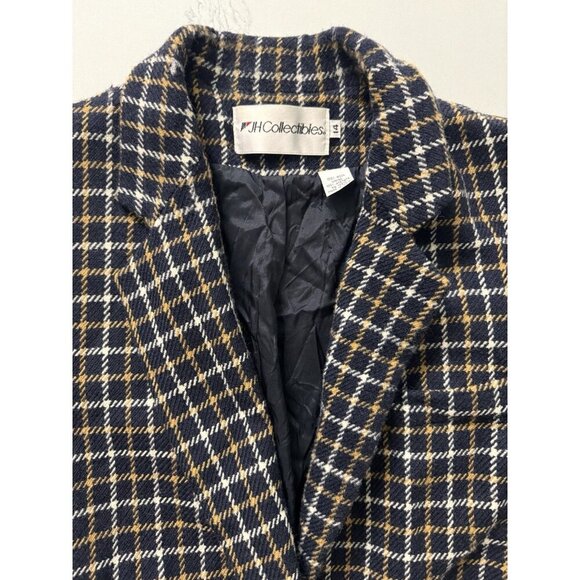 Vintage JH Collectibles 100% Wool Blazer Jacket Women’s 14 USA Button Plaid Navy - Picture 4 of 13